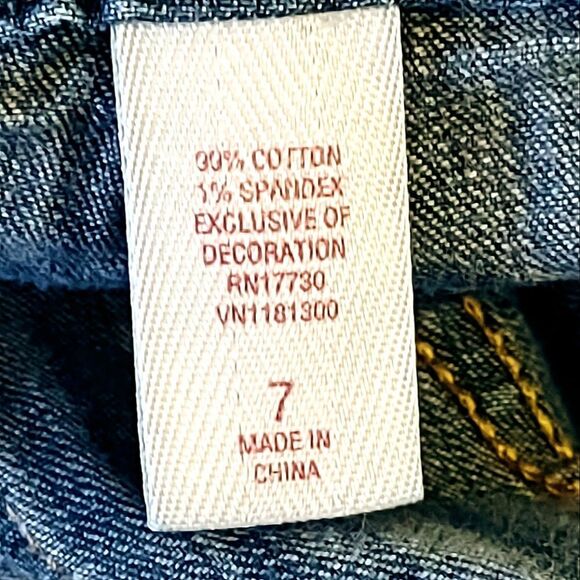 MOSSIMO SUPPLY CO. VINTAGE BOOTCUT DISTRESSED 5 POCKET JEANS JUNIORS SIZE 7 - Picture 7 of 9